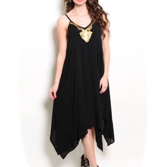 New💥! NADINA black & gold embellished dress - Picture 2 of 7